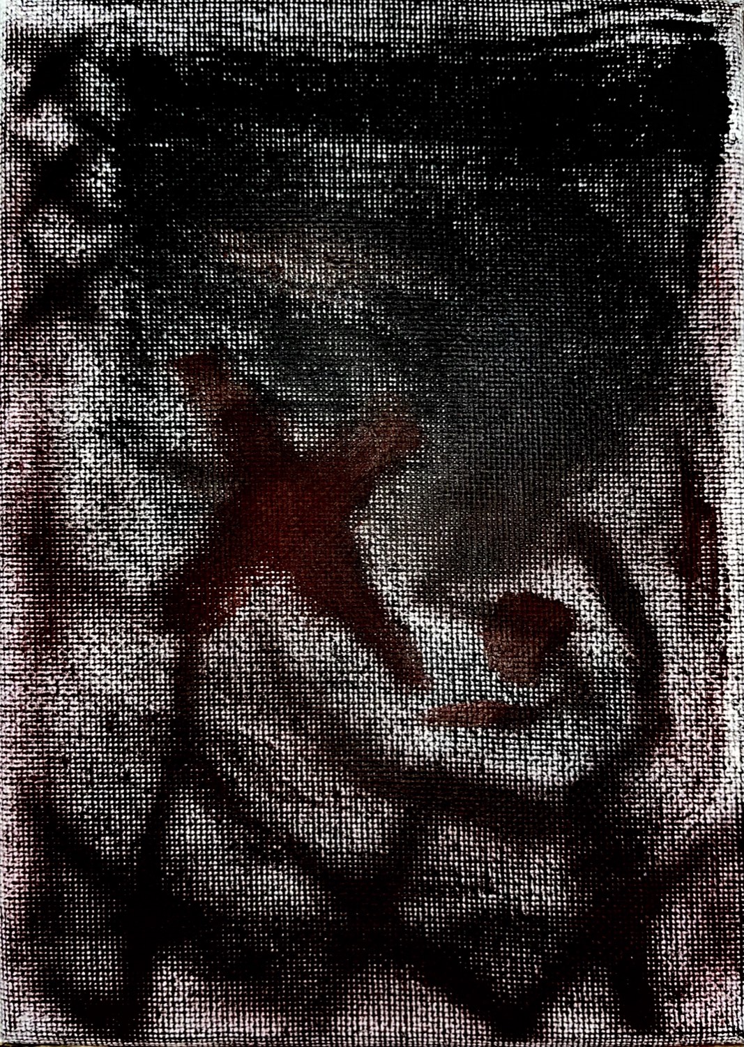 PVRGATORIUM — painting, oxblood and black on canvas weave
